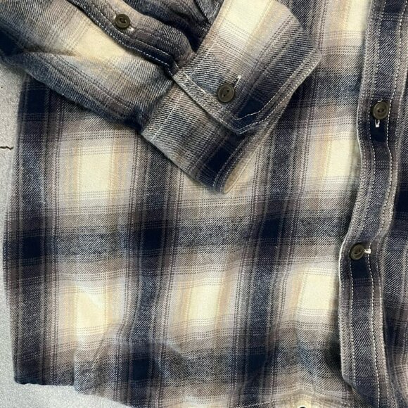 [L] Treasure&Bond Trim Fit Blue Gray Plaid Cotton LS Button Shirt - Picture 4 of 9